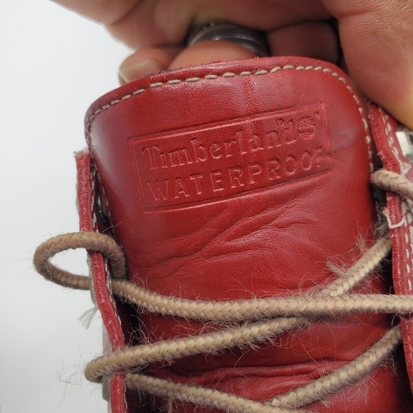 VINTAGE TIMBERLAND NELLIE WATERPROOF BOOTS CITY RED JUNIORS SIZE 5 M SHOES - Picture 4 of 12